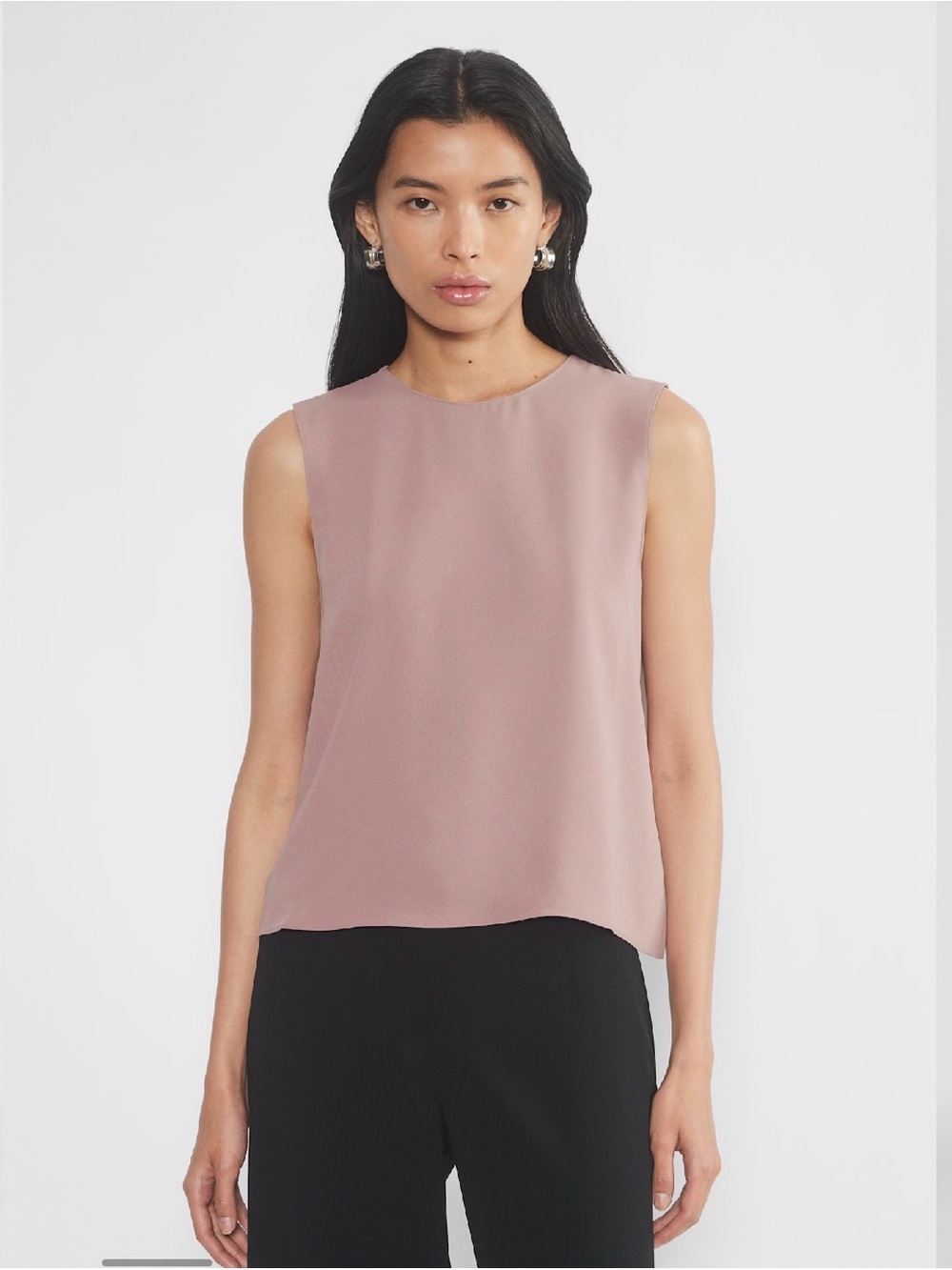 Aritzia Babaton Belfry Blouse Matte Satin Sleeveless Top Mauve 2XS